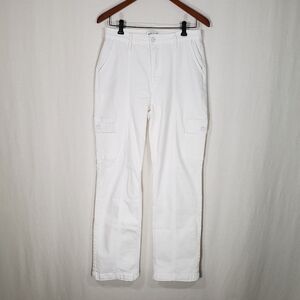Judy Blue Stretchy High Rise Cargo Straight Leg Jeans In White Women's Size 29